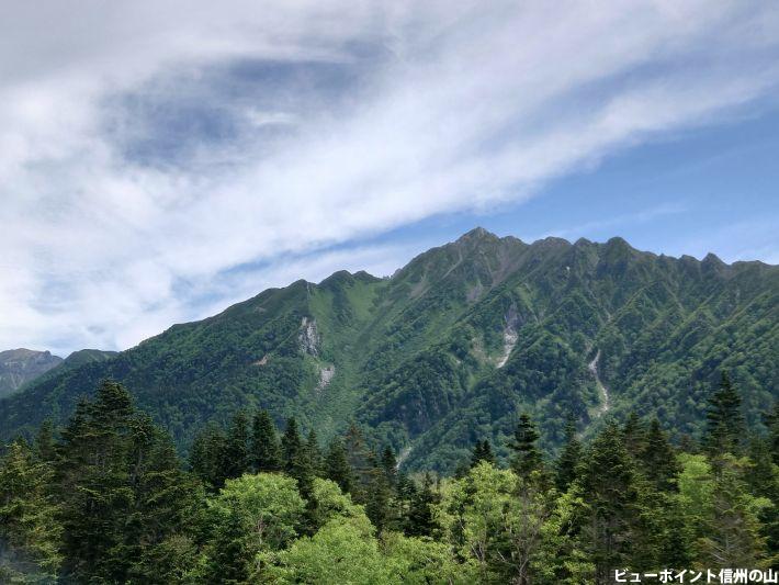 テラスから望む西穂高岳